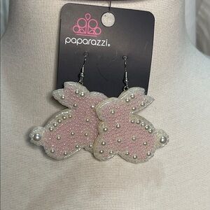 Paparazzi Pink and Cream Bunny Sea Bead Earrings Lightweight BNWT
